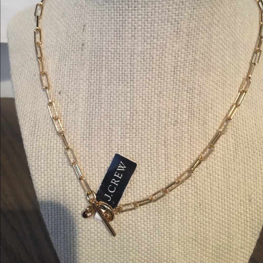 J. Crew T-Bar Paperclip Link Chain Necklace silver or gold NWT